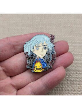 Howls Moving Castle Enamel Pin - Cute Calcifer & Howl Anime Manga Lapel Pin A894